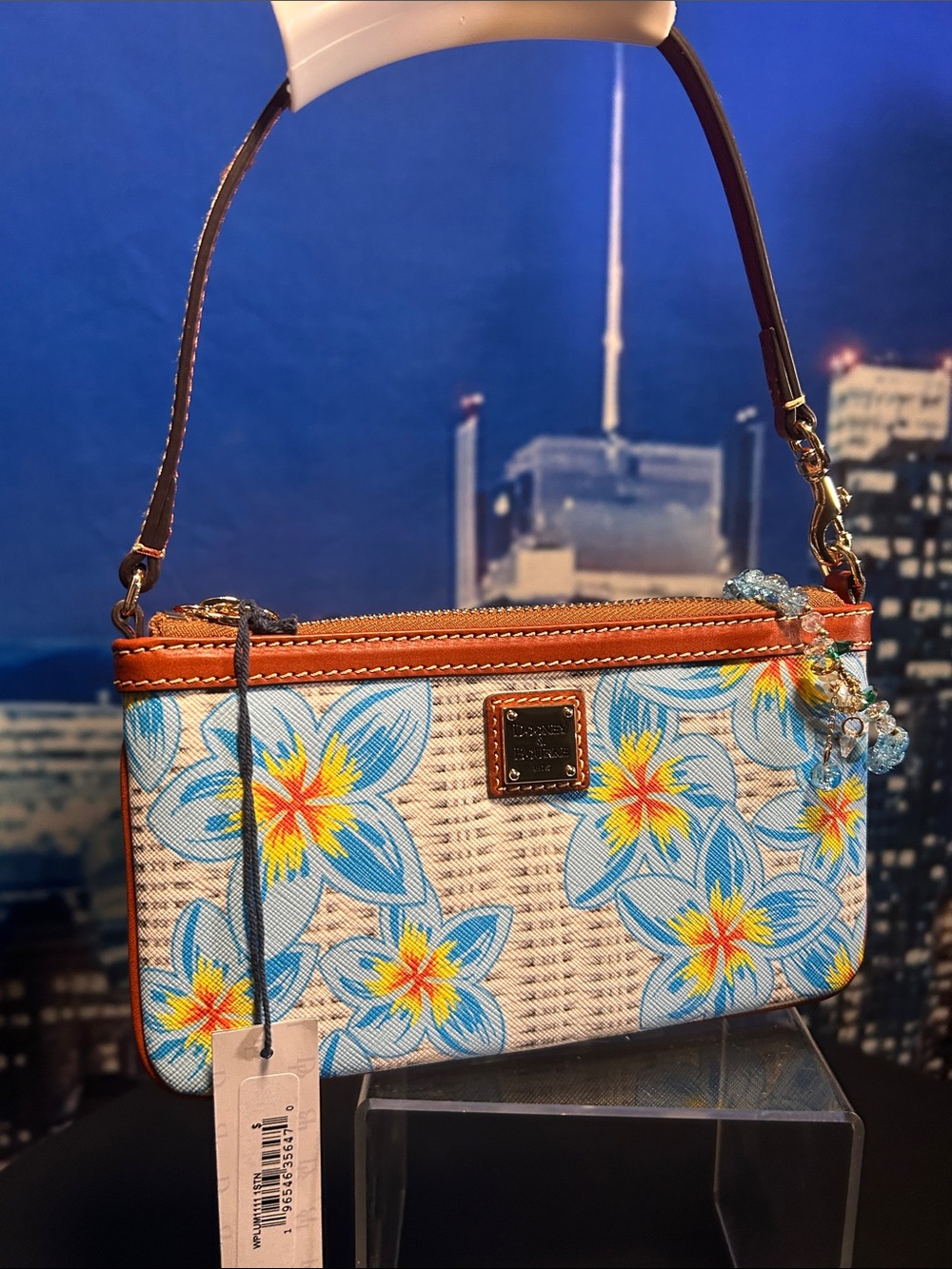 Dooney & Bourke Blue Yellow Floral Wristlet